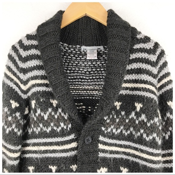 Bonpoint Gray Printed Chunky Knit Cardigan Size 6 - Picture 3 of 8